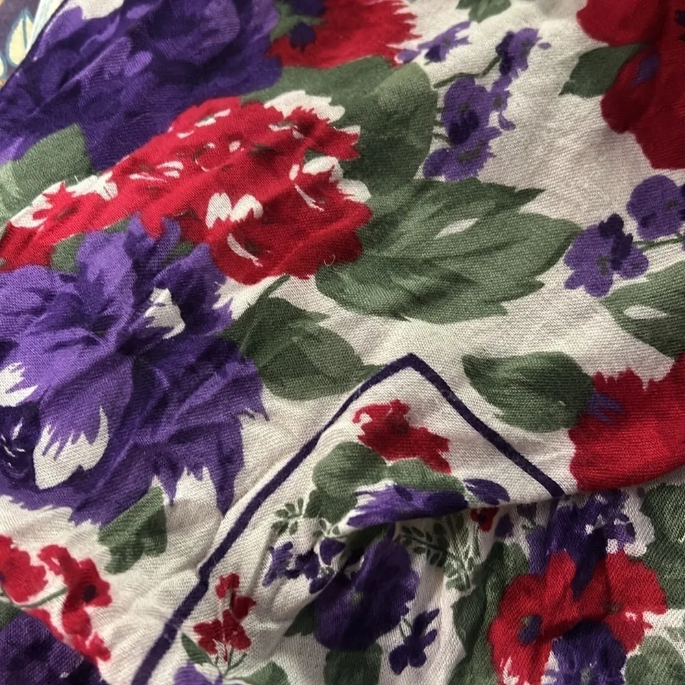Women’s Scarf 34”X34” Purple Red Green Soft and Flowy